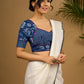 Beautiful cotton indigo blouse with a striking combination.