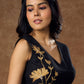 Elegant black Cotton silk blouse with beautiful floral embroidery