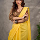 Earthy Beige Kalamkari Printed 3/4th Sleeve Blouse with Scalloped V Neckline