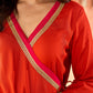 Beautiful Subtle orange A-line kurta with stylish overlapping front design -pant optional