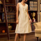 Ethereal Ivory Silk Dress with A-Line Cut and Subtle Pearl Accents - Jacket Optional