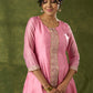Delicate Pink Chanderi Kurta With Lace Works - Pant Optional