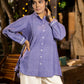Luxe Lavender Handloom Cotton Shirt with Pleats, Delicate Beads and Crochet Lace Embellishment