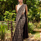 Contemporary Brown Cotton Saree with All-Over Floral Print