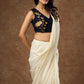 Elegant black Cotton silk blouse with beautiful floral embroidery