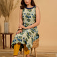Tranquil Blue Mul Cotton Printed Kurta with Elegant Halter Neck