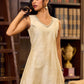 Ethereal Ivory Silk Dress with A-Line Cut and Subtle Pearl Accents - Jacket Optional