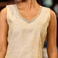 Ethereal Ivory Silk Dress with A-Line Cut and Subtle Pearl Accents - Jacket Optional