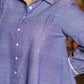 Luxe Lavender Handloom Cotton Shirt with Pleats, Delicate Beads and Crochet Lace Embellishment