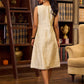 Ethereal Ivory Silk Dress with A-Line Cut and Subtle Pearl Accents - Jacket Optional