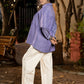 Luxe Lavender Handloom Cotton Shirt with Pleats, Delicate Beads and Crochet Lace Embellishment