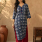 Exquisite Indigo Printed Cotton Kurta with Contrast Detailing