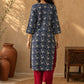 Exquisite Indigo Printed Cotton Kurta with Contrast Detailing