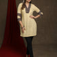 Elegant ochre yellow cotton tunic with ajrakh combination