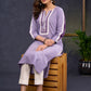 Exclusive-Lilac-Cotton-Straight-Cut-Kurta-Highlighted-With-Ikat-Puff-Sleeves-And-Beautiful-Painting-On-The-Yoke--Pant-Optional
