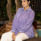Luxe Lavender Handloom Cotton Shirt with Pleats, Delicate Beads and Crochet Lace Embellishment