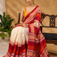 Luxurious Pure Silk Saree Block Printed Saree With Temple Border