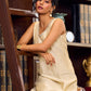 Ethereal Ivory Silk Dress with A-Line Cut and Subtle Pearl Accents - Jacket Optional