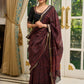 Pure Maheshwari saree with bold Ajrakh prints and regal zari border
