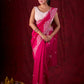 Vibrant Fuchsia Chanderi Saree with Intricate Embroidery & Scalloped Border