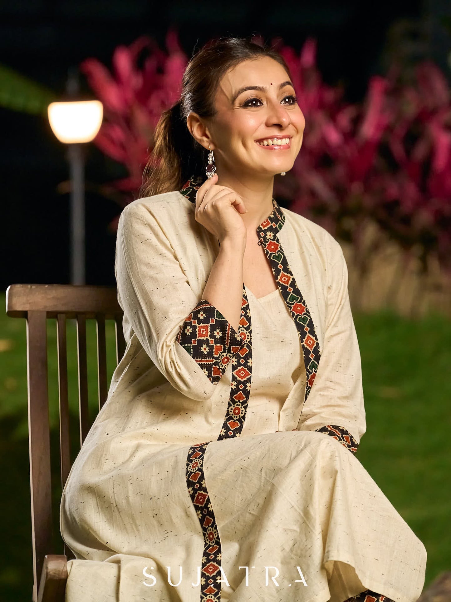 Classic Handloom Cotton Kurta with Sleeveless inner