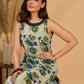 Tranquil Blue Mul Cotton Printed Kurta with Elegant Halter Neck