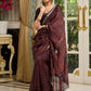 Pure Maheshwari saree with bold Ajrakh prints and regal zari border