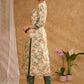 Green printed chanderi kurta with intricate mirror embroidery