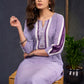 Exclusive-Lilac-Cotton-Straight-Cut-Kurta-Highlighted-With-Ikat-Puff-Sleeves-And-Beautiful-Painting-On-The-Yoke--Pant-Optional
