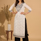 Monochrome Muse Kurta Set with Ikat Dupatta