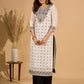 Monochrome Muse Kurta Set with Ikat Dupatta