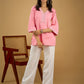 Elegant baby pink cotton top highlighted with subtle thread embroidery