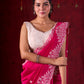 Vibrant Fuchsia Chanderi Saree with Intricate Embroidery & Scalloped Border