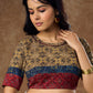 Tri-colour trendsetter - Vibrant Ajrakh mix blouse combines 3 bold hues for a chic & all purpose look