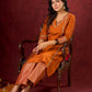 Deep Rust Cotton-Silk Panel Kurta with Subtle Brocade Accents