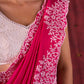 Vibrant Fuchsia Chanderi Saree with Intricate Embroidery & Scalloped Border