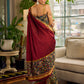 Timeless Dark Green Kalamkari Printed Chanderi Saree with Maroon Khun Pallu