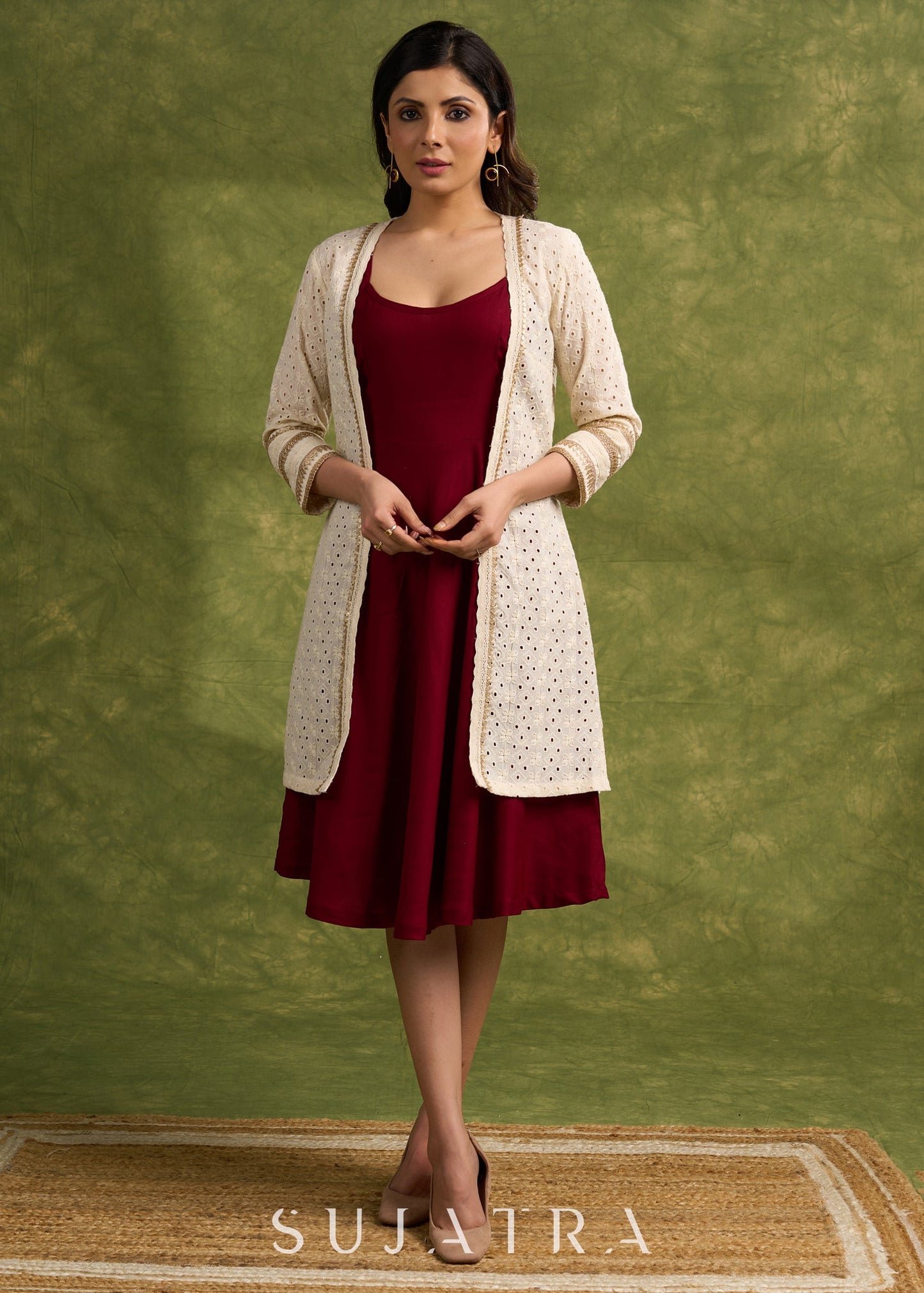 Beautiful Off  White  Hakoba Shrug With Lace Detailing For Effortless Style   Dress Optional