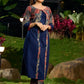 Handcrafted Navy Blue Cotton Kantha Embroidered Kurta
