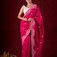Vibrant Fuchsia Chanderi Saree with Intricate Embroidery & Scalloped Border