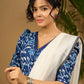 Trendy cotton indigo combination blouse