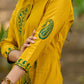 Warm Mustard Cotton Kurta with Timeless Paisley Print and Green Detailing