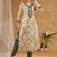 Green printed chanderi kurta with intricate mirror embroidery