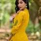 Warm Mustard Cotton Kurta with Timeless Paisley Print and Green Detailing