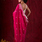 Vibrant Fuchsia Chanderi Saree with Intricate Embroidery & Scalloped Border