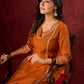 Deep Rust Cotton-Silk Panel Kurta with Subtle Brocade Accents