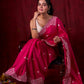 Vibrant Fuchsia Chanderi Saree with Intricate Embroidery & Scalloped Border