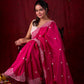 Vibrant Fuchsia Chanderi Saree with Intricate Embroidery & Scalloped Border