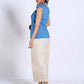Sky Blue Sleeveless Collared Top with Exquisite Hand Embroidered Florals