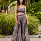 Brocade Blouse & Pleated Brocade Pants with Additional Brown Sheer Tunic